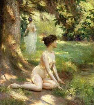 Desnudo Painting - desnudo bajo el árbol Hans Zatzka